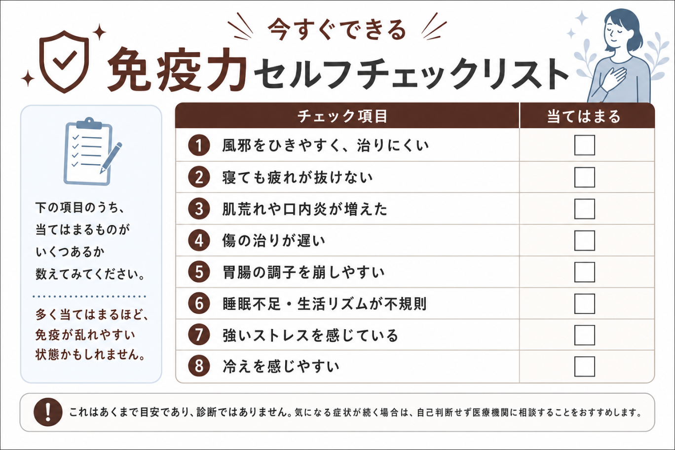 今すぐできる免疫力セルフチェックリスト